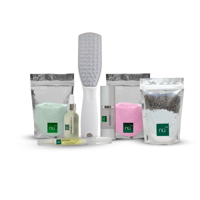 nū119 Home-Spa Bundle – Platinum Peel foot peel and lavender bath soak