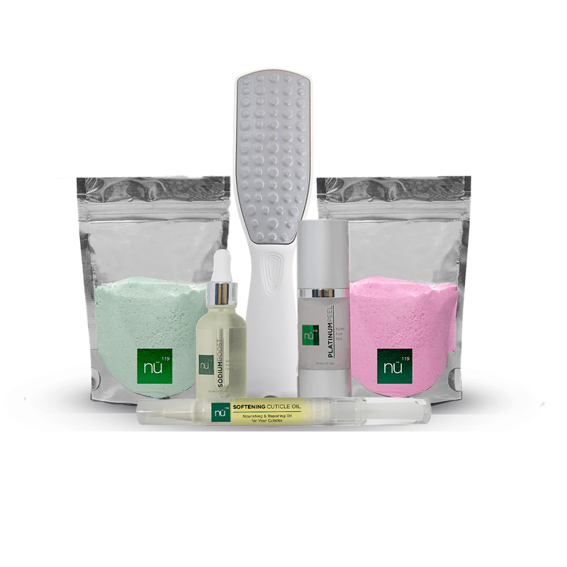 nū119 Perfect Pedicure Bundle – Platinum Peel instant foot peel with aromatherapy foot soaks